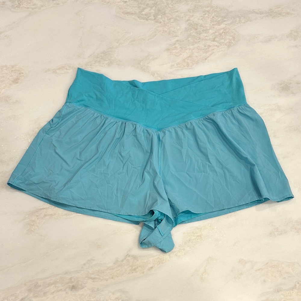 Aerie Blue Flowy V Cut Shorts Size XXL